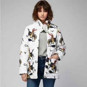 Ida Mae Home Lazy J Cowboy Horse Linen Quilted Jacket - M - NWOT